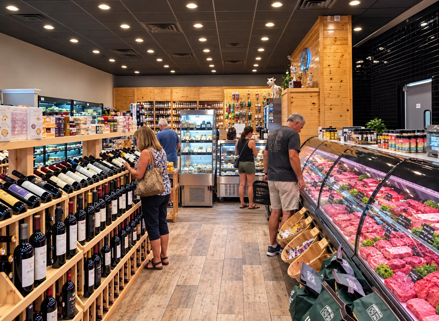 wassis meat market melbourne fl inside the store wine and beef selection with shoppers